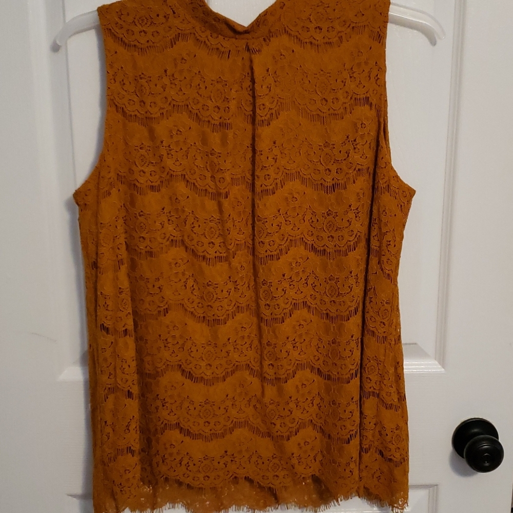 Mustard Lace Sleeveless Top